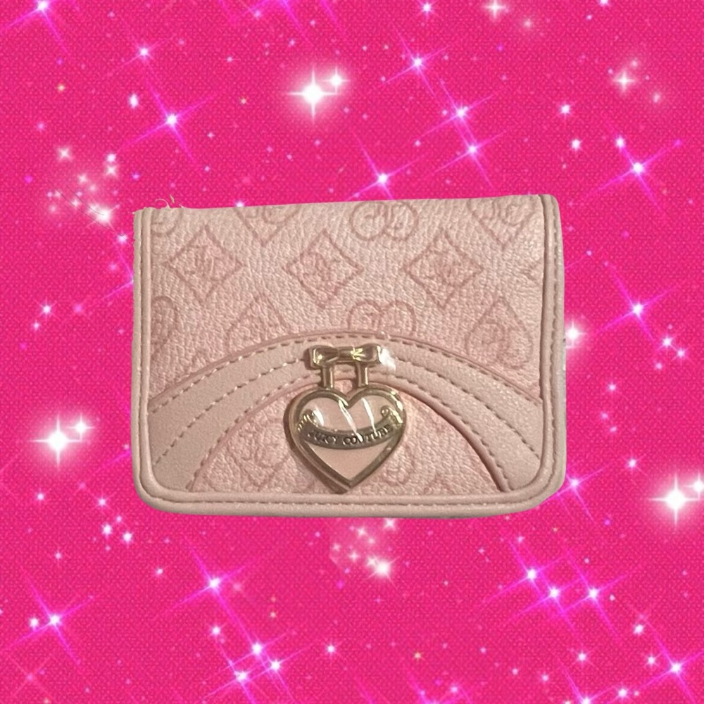 Juicy couture Precious moments blush Pink clay heart wallet with keychain